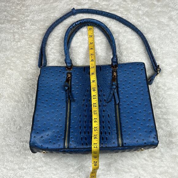 Unbranded large blue croc embossed faux leather convertible shoulder handbag - Picture 5 of 15